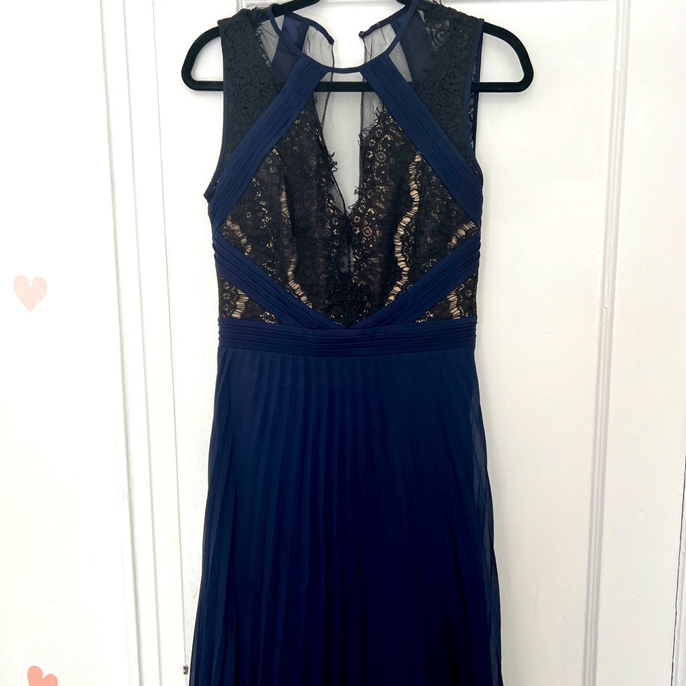 Elegant Navy and Black Lace Dress